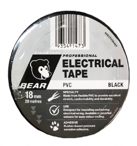 BEAR PVC ELECTRICAL TAPE 504 18mm X 20mtr BLACK
