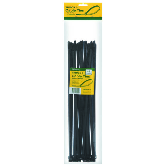 12mm X 580mm BLACK CABLE TIE - 25pk
