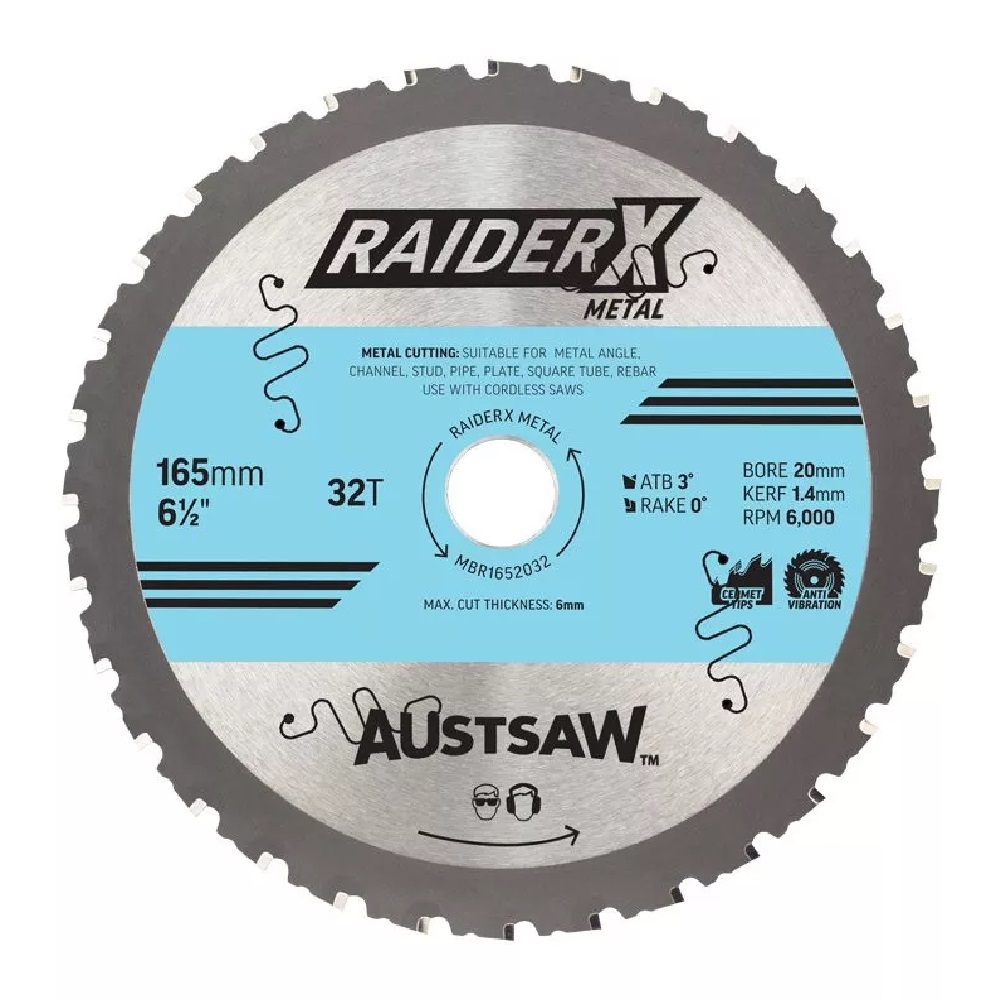 AUSTSAW RAIDER X METAL BLADE 165mm X 20 BORE X 32T