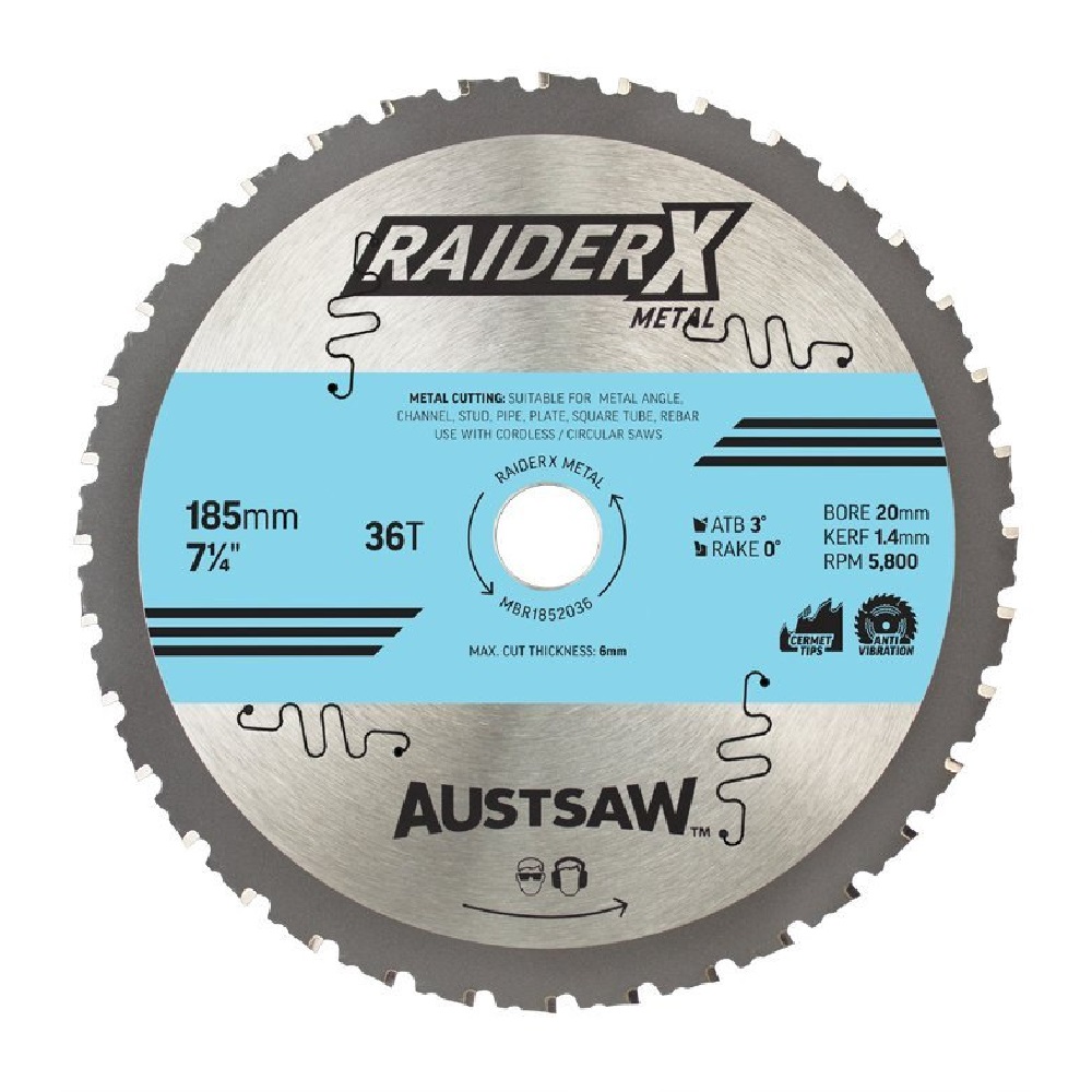 AUSTSAW RAIDER X METAL BLADE 185mm X 20 BORE X 36T