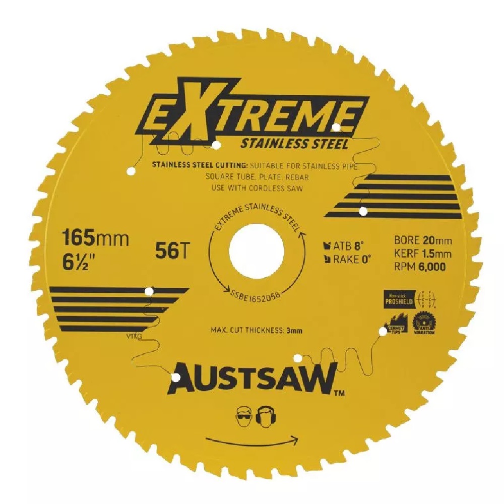 AUSTSAW EXTREME S/S BLADE 165mm X 20 BORE X 56T